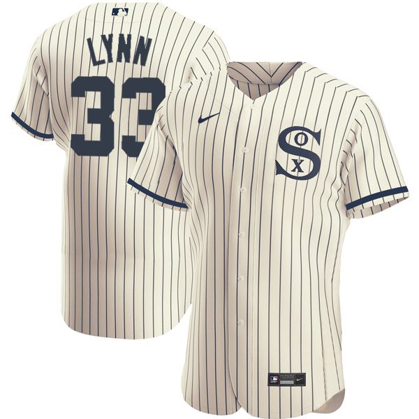 Men Chicago White Sox #33 Lynn Cream stripe Dream version Elite Nike 2021 MLB Jersey